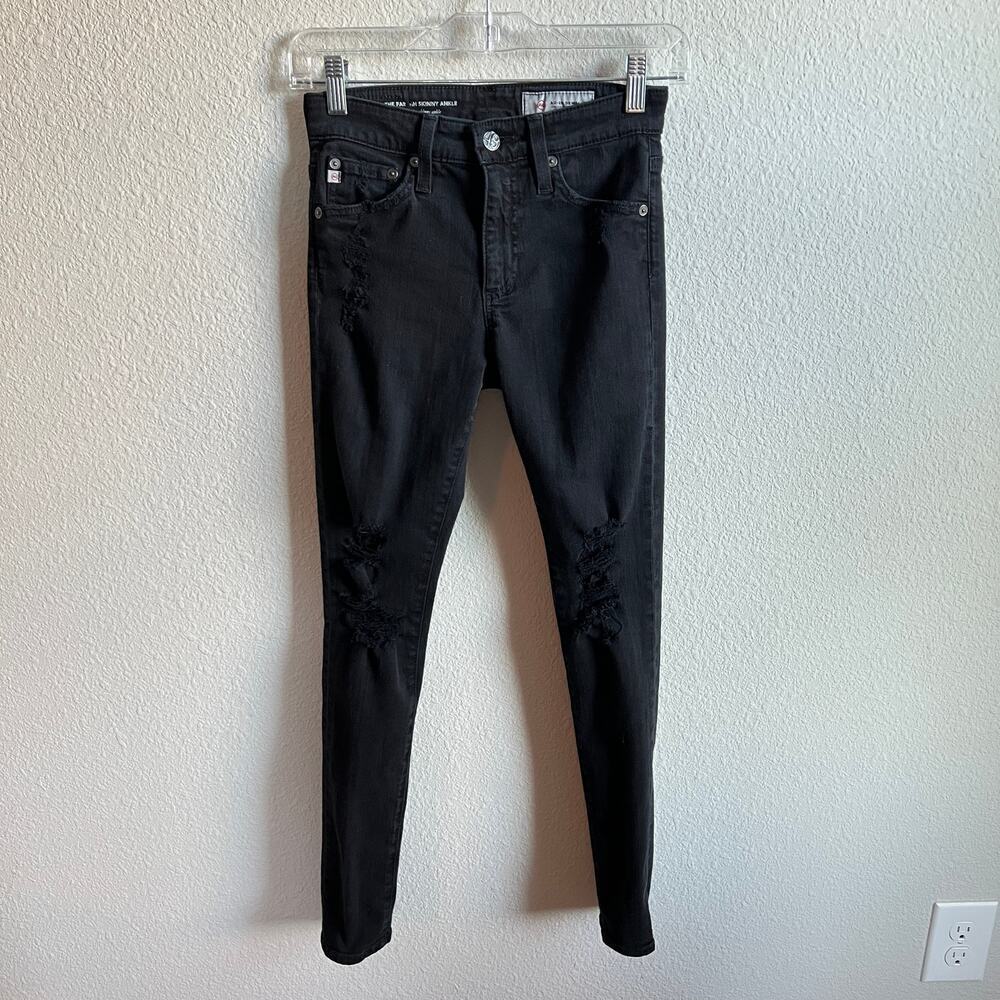 AG Adriano Goldschmied Farrah Skinny Ankle Jeans Women's 24 Distressed Mid Rise